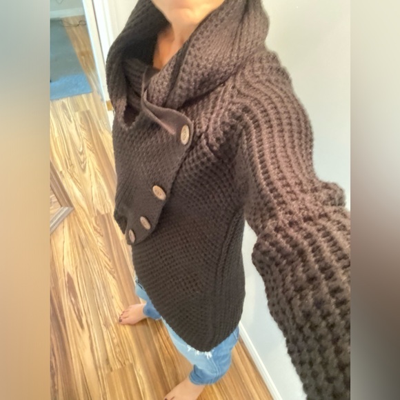 Chunky knit sweater wide turtle neck black - Picture 2 of 12